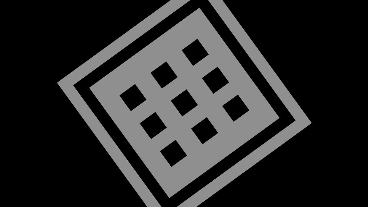 objeto gráfico en blanco y negro con efecto estroboscópico e hipnótico, que gira en el sentido de las agujas del reloj disminuyendo el tamaño de pantalla completa a desaparecer en el centro, en formato de video 16: 9