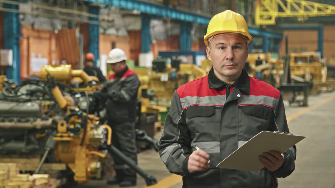 Portrait Of Serious Foreman At Tractor Plant