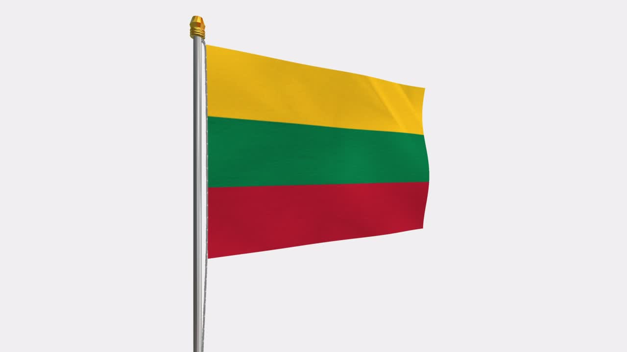 vídeo en bucle de la bandera de lituania revoloteando en el viento, vídeo en cámara lenta de 4k, con canal alfa