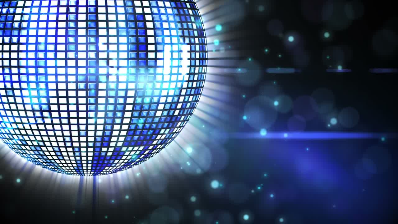 Animazione di una palla da discoteca rotante a specchi su sfondo nero