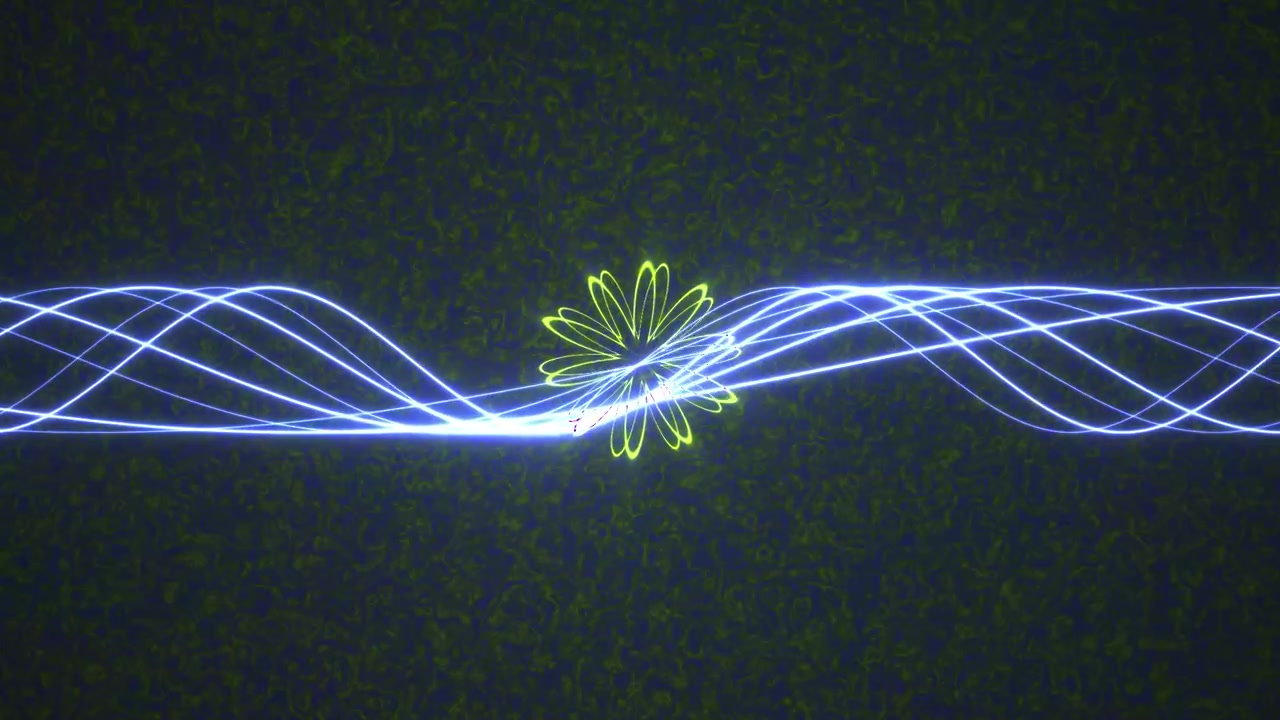 Abstract Neon Light Waves and Rotating Flower Animation