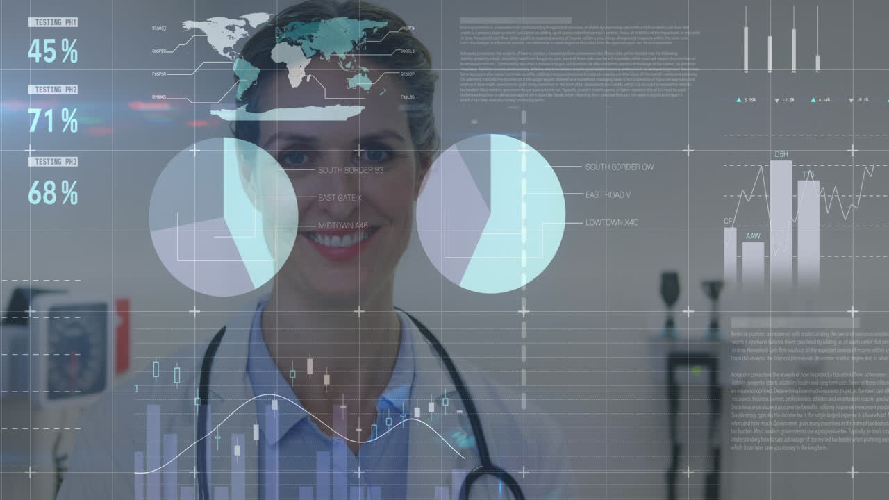 animación de las estadísticas y el procesamiento de datos sobre la mujer médico