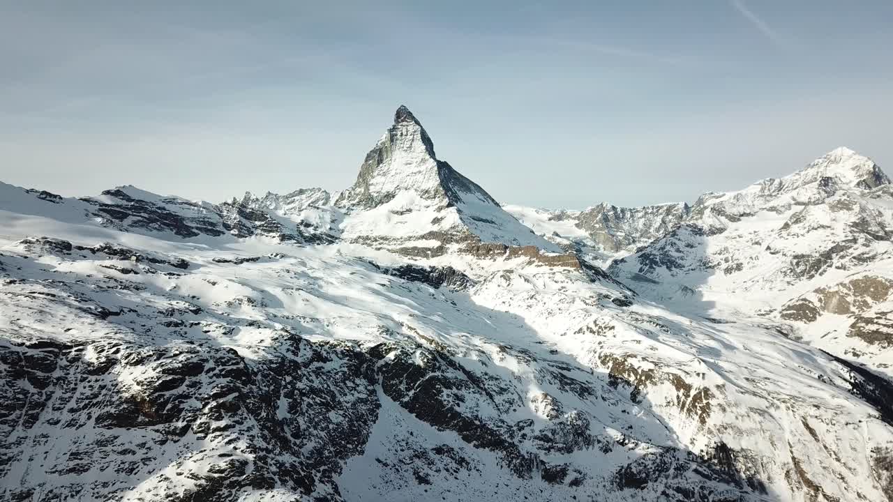 The iconic Matterhorn in an aerial view, Switzerland