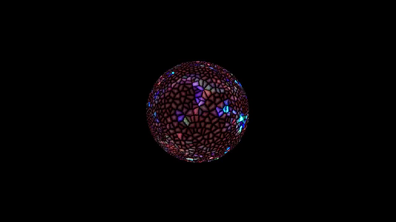 검은 바탕에 다채로운 박이는 불빛의 애니메이션 둥근 모양