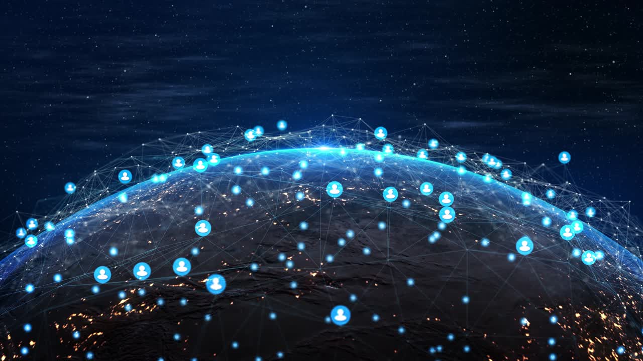 Futuristisk høyteknologisk digital planethologram globale nettverkstilkoblinger og elektronisk kommunikasjon