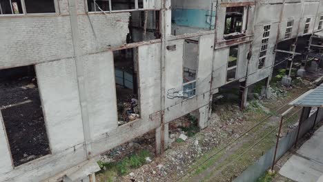 drone view of an abandoned industrial sites.