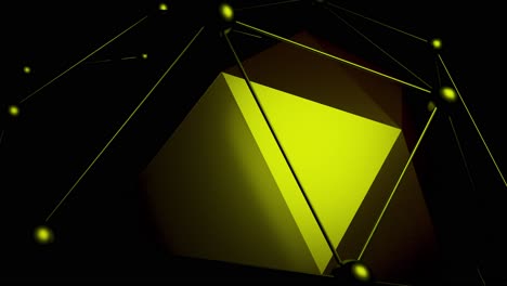 abstract 3d geometric shapes with glowing green lines