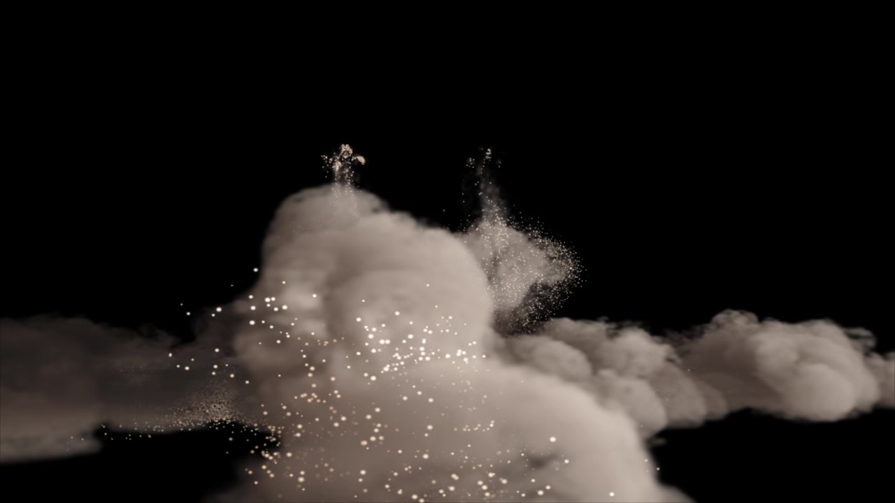 Nuvola di fumo e polvere da esplosione