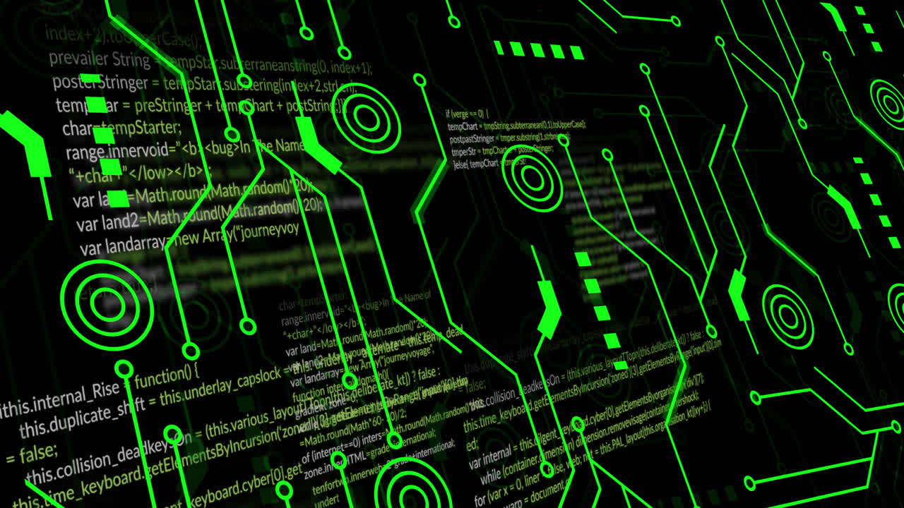 animación del procesamiento de datos sobre un fondo negro