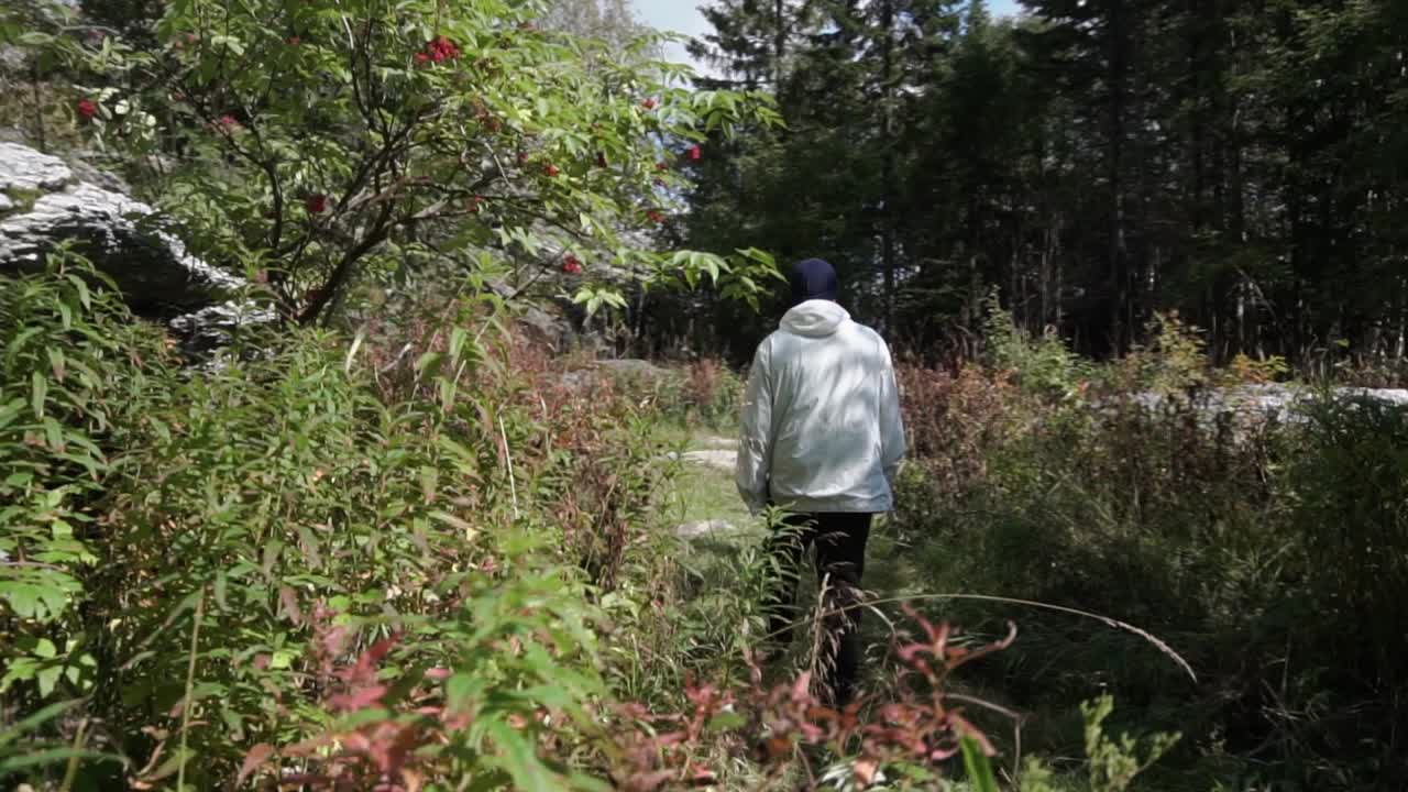 숲길 을 산책 하는 사람