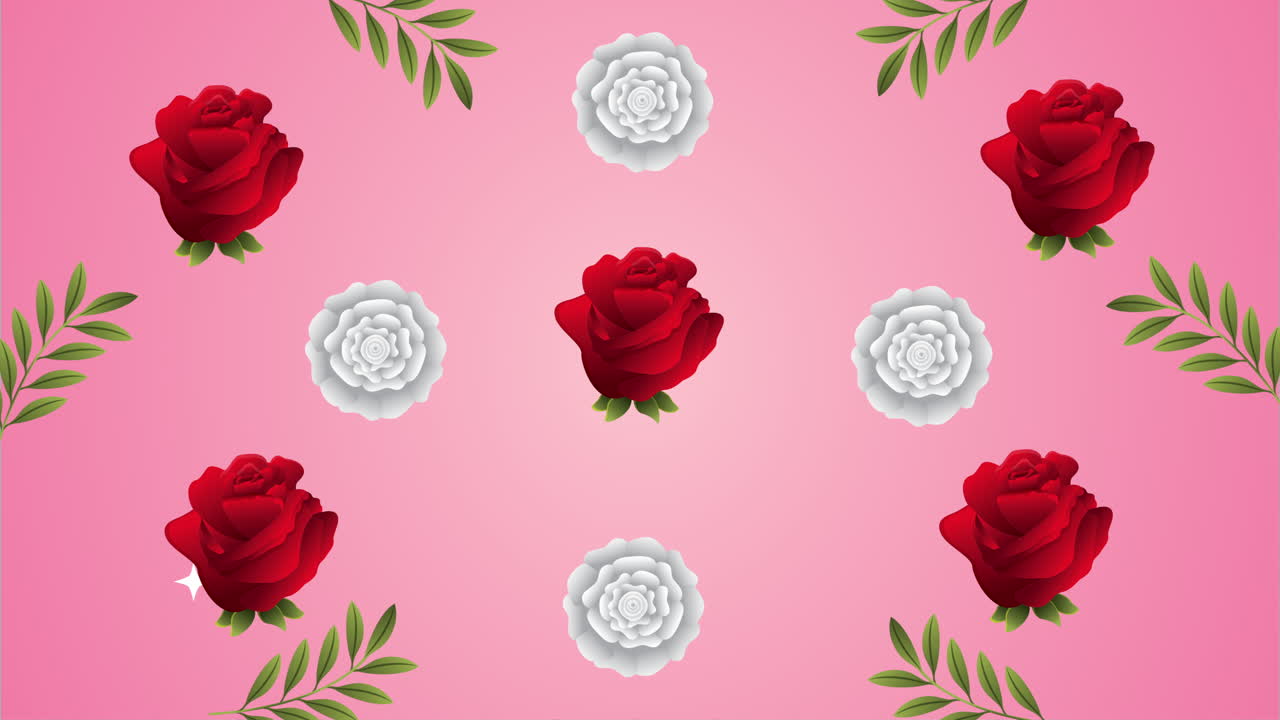 rosas hermosas flores de jardín patrón de animación