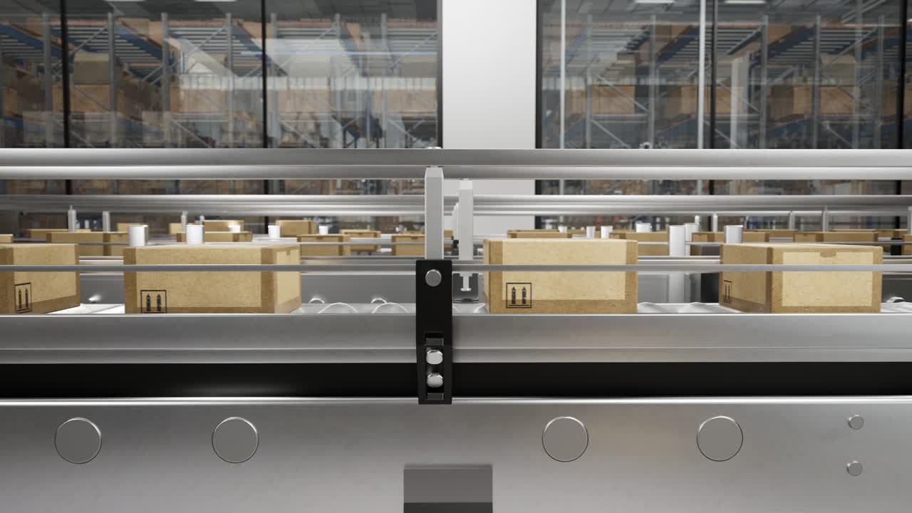 Automated Package Conveyor System in a Warehouse