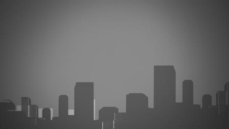 animación del procesamiento de datos financieros sobre el paisaje urbano