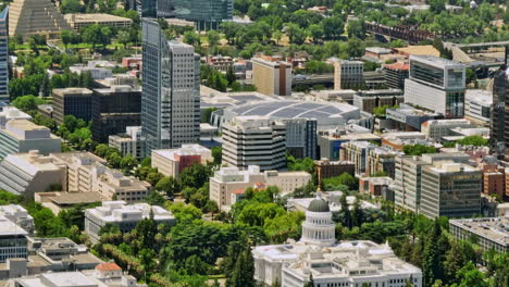 sacramento city california aerial v3 cinematic birds eye view capturing landmark neoclassical structure state capitol building and downtown cityscape - shot with mavic 3 cine - june 2022