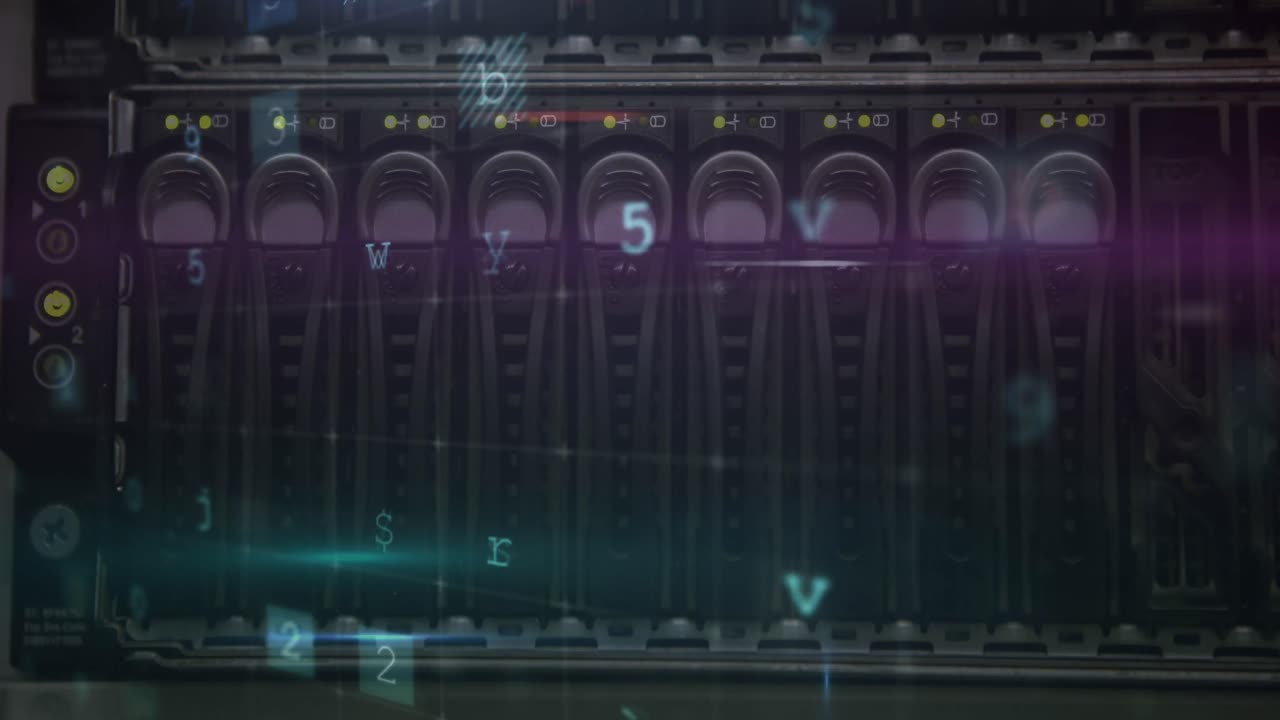 Cyber security data processing against close up of server