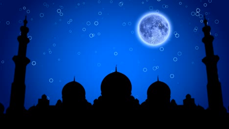 muslim mosque at night under the moon