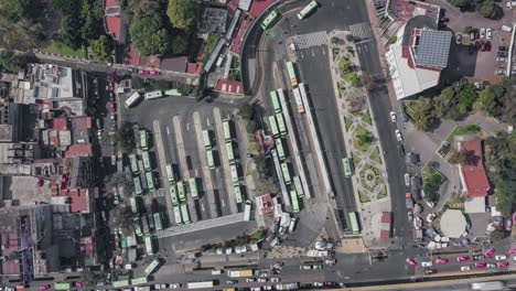 aerial hyeprlapse of the big bus stop of mixcoac in mexico city