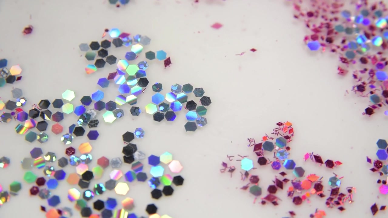 Sparkling glitter particles scattered