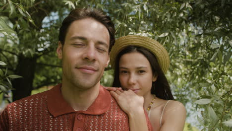 a couple embracing outdoors
