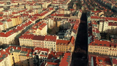 prague overview houses drone winter