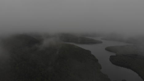 drone in clouds over the pepactin reservoir