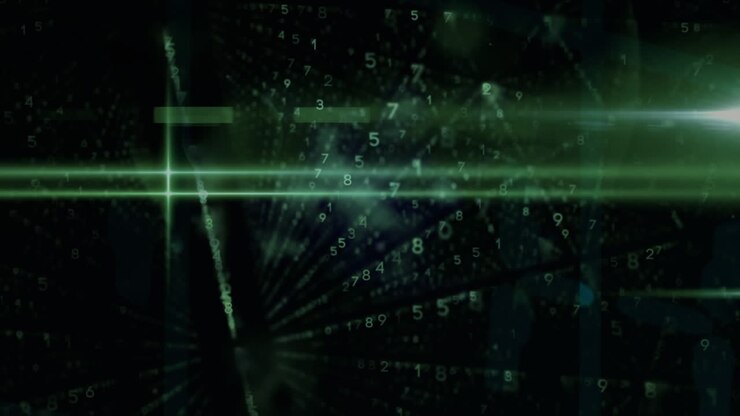 Animation af grønne lysspor over binær kodning databehandling mod sort baggrund