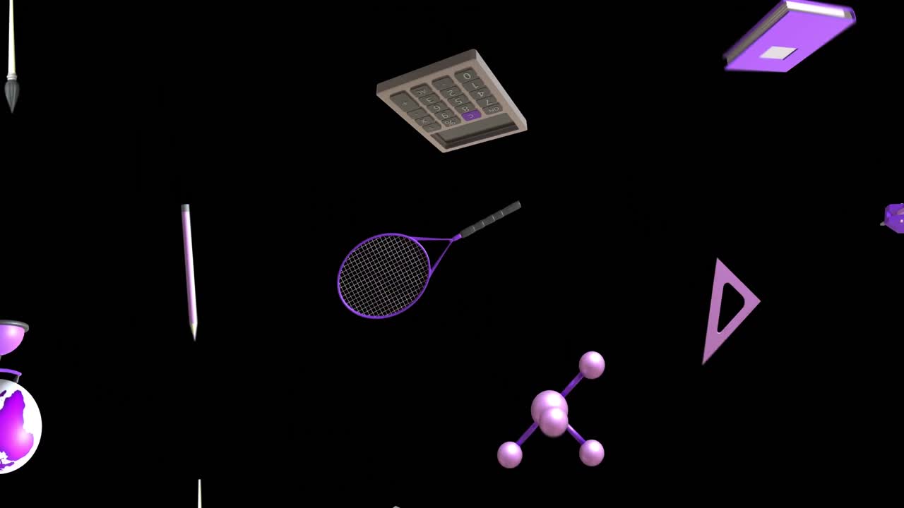 검은색 배경 위에 복사 공간이 있는 교육 아이콘의 애니메이션