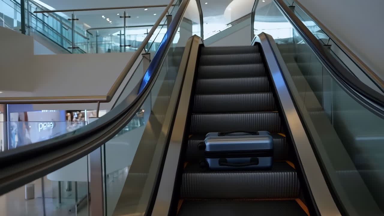 Suitcase on an escalator
