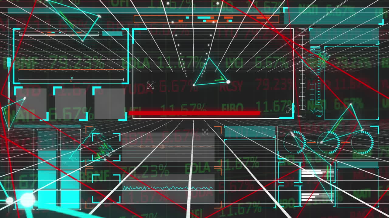 주식 시장 지수 배경에 대한 연결 네트워크의 애니메이션