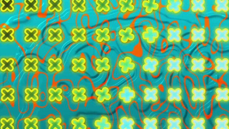 Animation of pattern moving over colourful liquid background