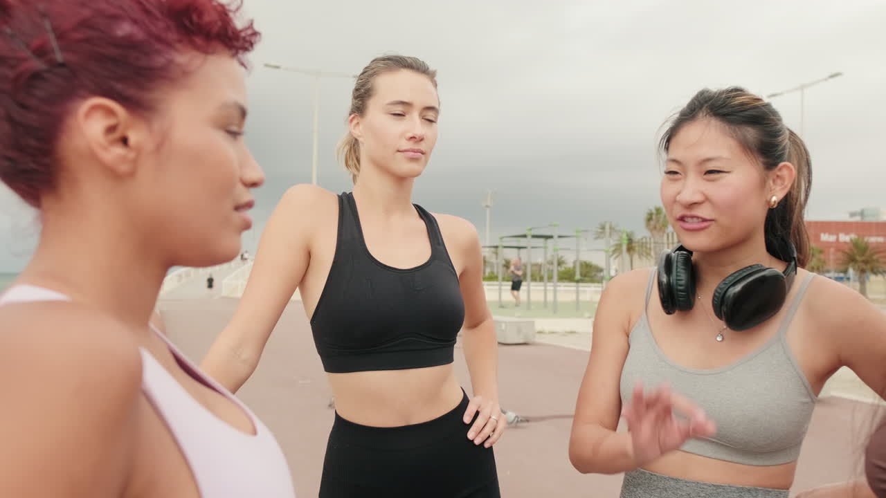 Fit Young Women Chatting After Workout