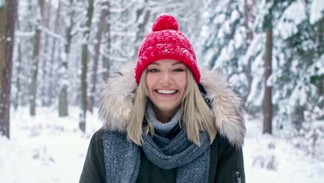 portrait of smiling woman in winter time