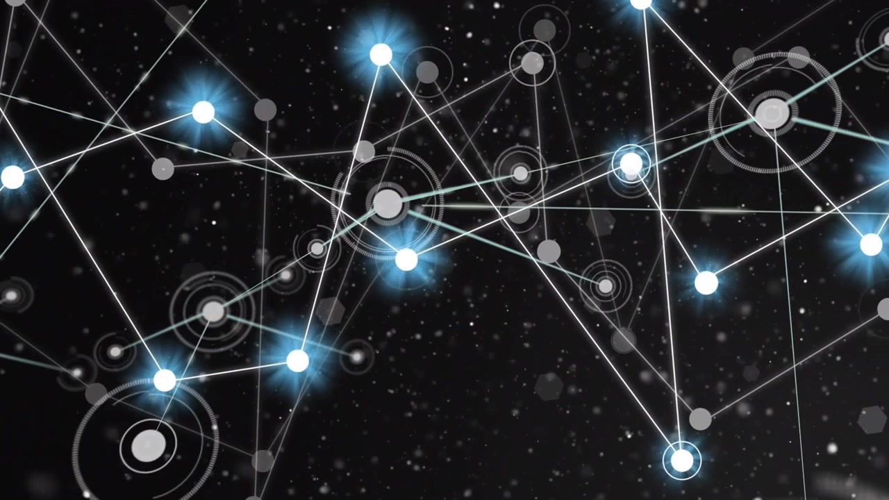 Animation of network of connections over black background