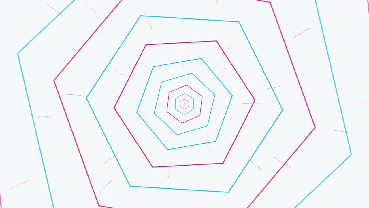 Abstract Motion Background with Pulsing Pink and Blue Hexagons