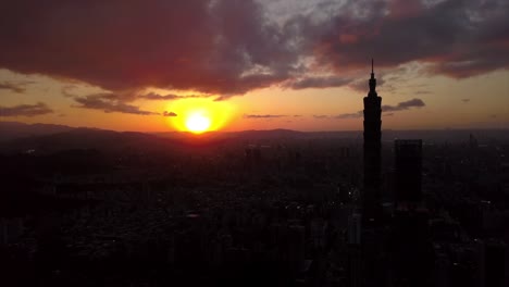 taiwan sunset sky taipei cityscape famous tower aerial panorama 4k