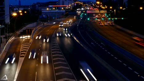 traffic scene  at dusk. long exposure.time lapse