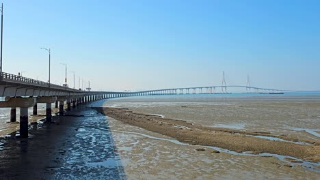 incheon bridge (incheon daegyo) in incheon, south korea. - wide shot