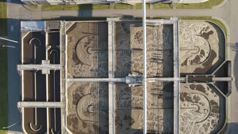 aerial top-down close shot of the aeration basin