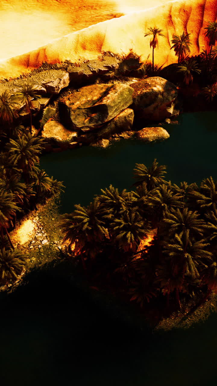 Aerial View of an Oasis in the Desert