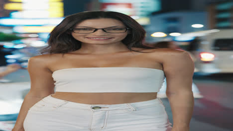 woman in city night