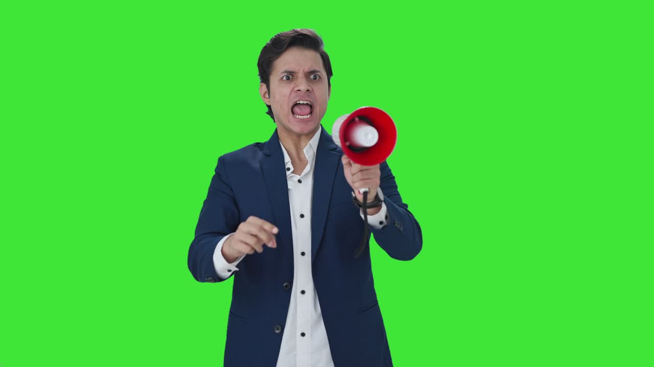 Dipendente indiano arrabbiato che protesta per i diritti Schermo verde