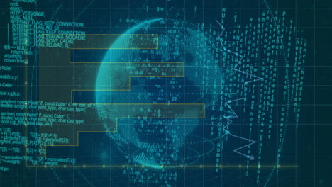 Globo-Digital-Con-Código-Binario-Y-Animación-De-Procesamiento-De-Datos-Sobre-Fondo-Azul