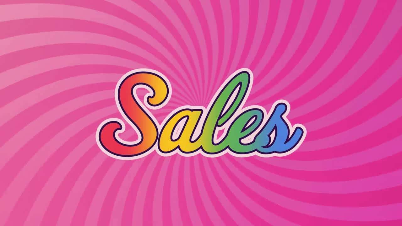 분홍색 배경에 매 없는 패턴으로 방사선에 대항하여 판매 텍스트 배너의 애니메이션