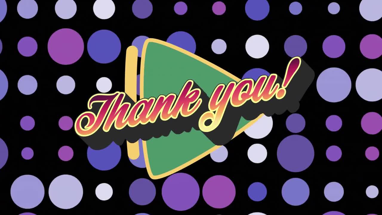 다채로운 그래픽과 모양 위에 감사 텍스트의 애니메이션