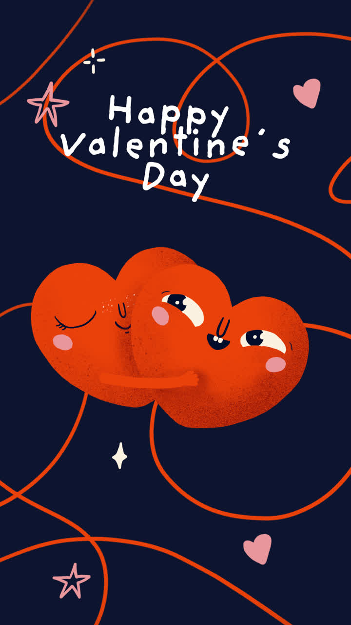 feliz tarjeta de día de san valentín con corazones de dibujos animados