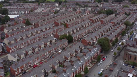 drone shot orbiting old trafford suburbs 06