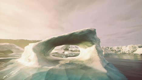 stunning ice arch formed in a frozen landscape with tranquil water reflections