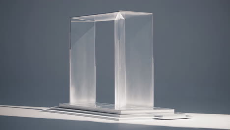 transparent rectangular structure on a minimalist base