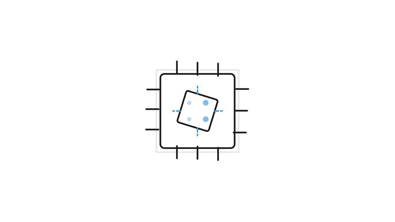 Animeret mikrochip-ikon roterende på hvid baggrund