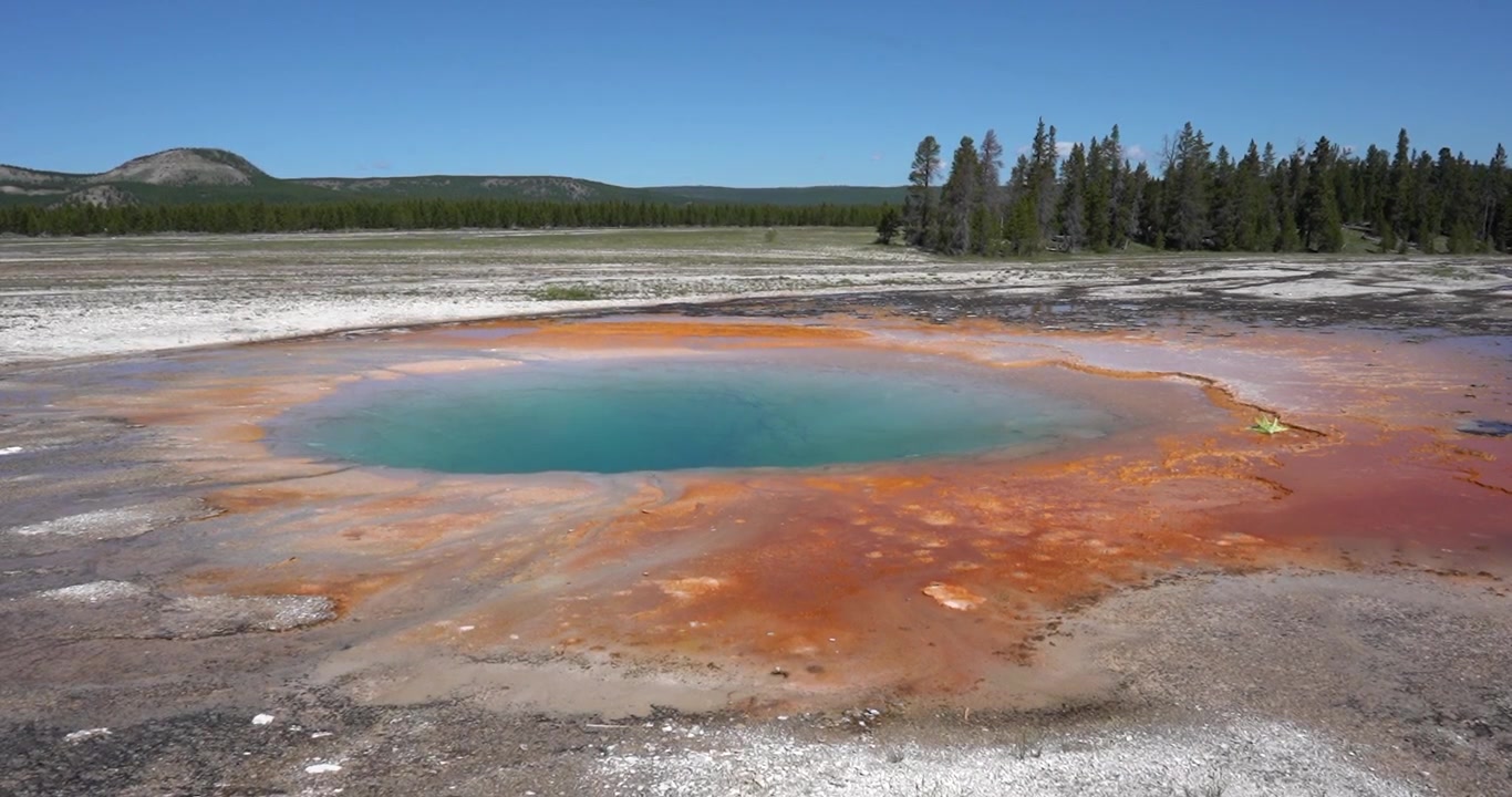 Fargerik varm kilde ved Midway Geyser Basin, Yellowstone, Wyoming